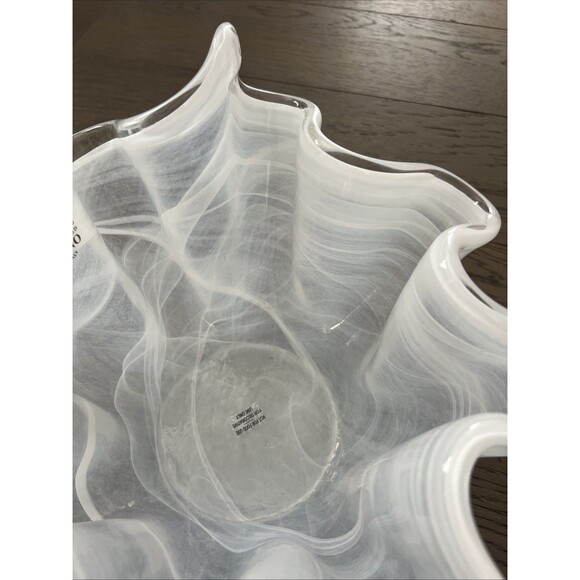 Murano Glass Italy James Wavy Winter White Decorative Bowl w/tags - Picture 7 of 13